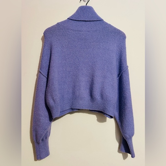 Wild Fable Purple Cable Knit Cropped Turtleneck Sweater, Women’s Size Medium - Picture 2 of 11